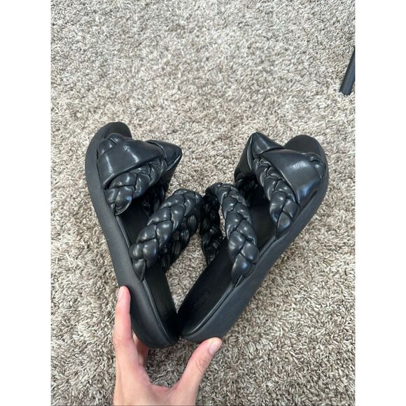 Fitflop Braid Slide Open Toe Sandal Shoes Faux Leather Black Women’s 8 Comfort - Picture 8 of 8